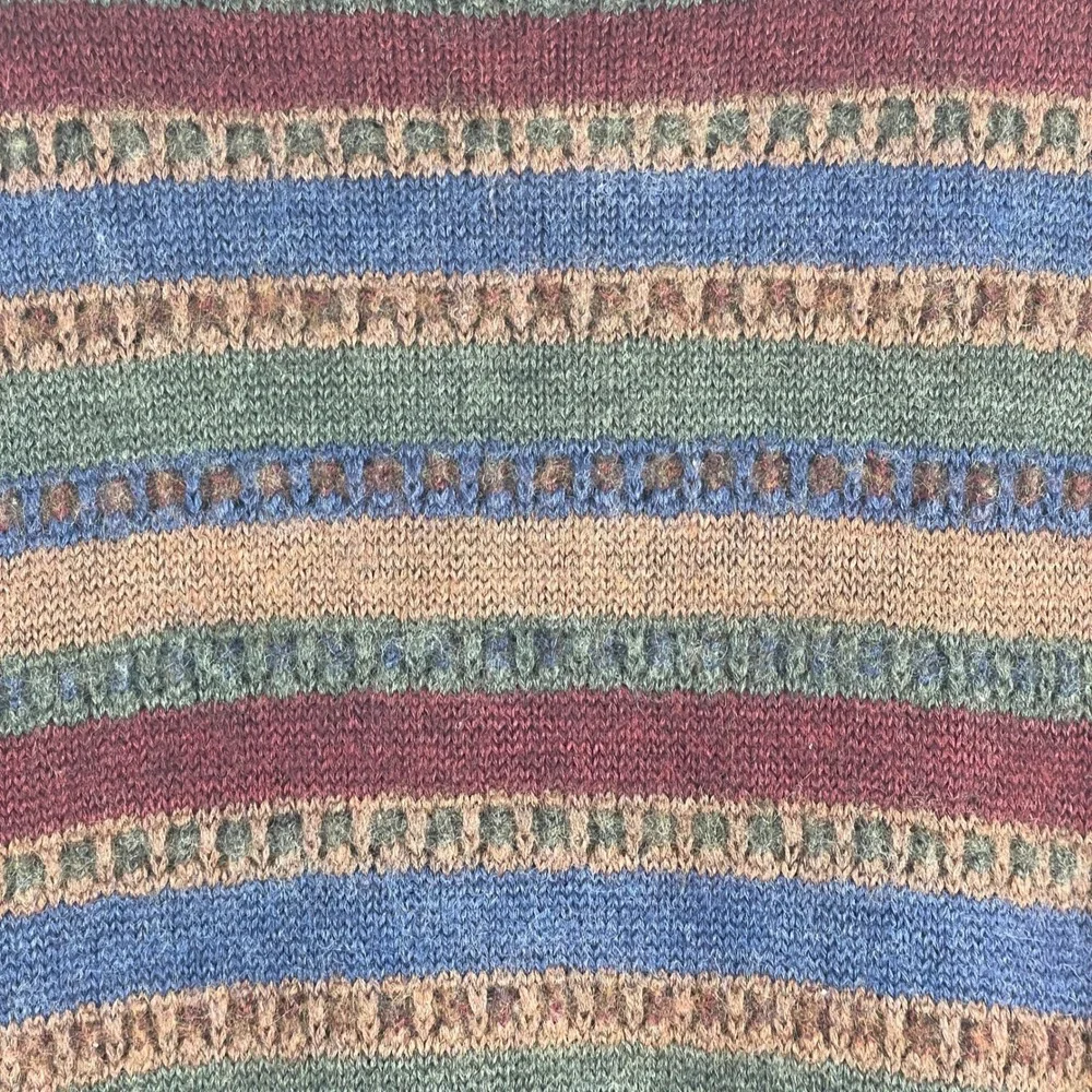 Vintage Grunge Grandpa Crew Neck Sweater Mens Large Wool Blend Stripe Pullover
